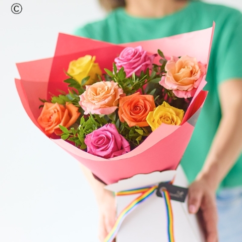 Eight Rose Rainbow Gift Box